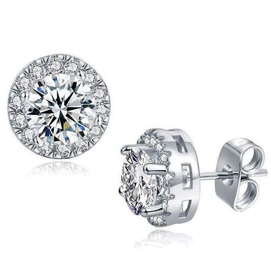 3.44 CTTW Halo Stud Earrings With  Elements BOGO