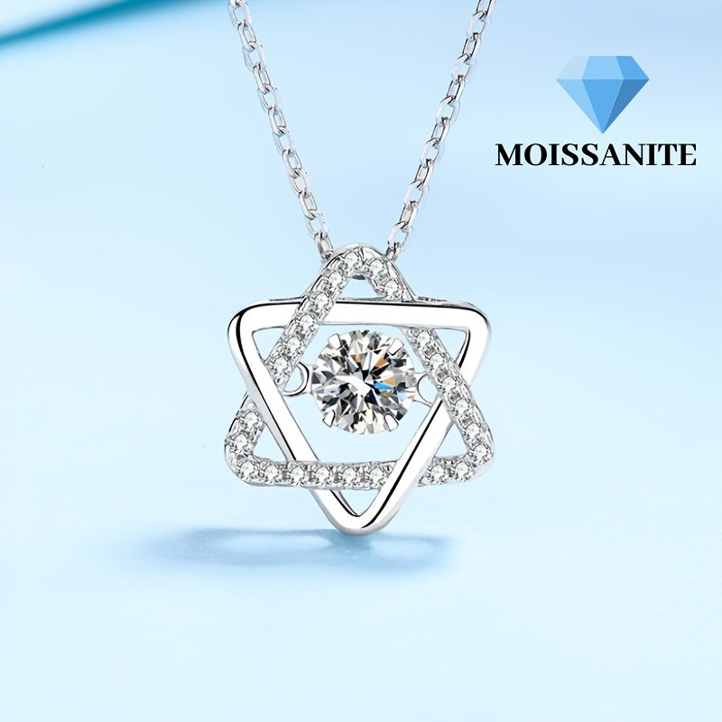 0.3ct Moissanite Stainless Steel Hexagram Gold Plated Necklace For Women