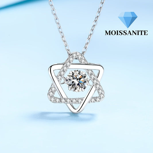 0.3ct Moissanite Stainless Steel Hexagram Gold Plated Necklace For Women