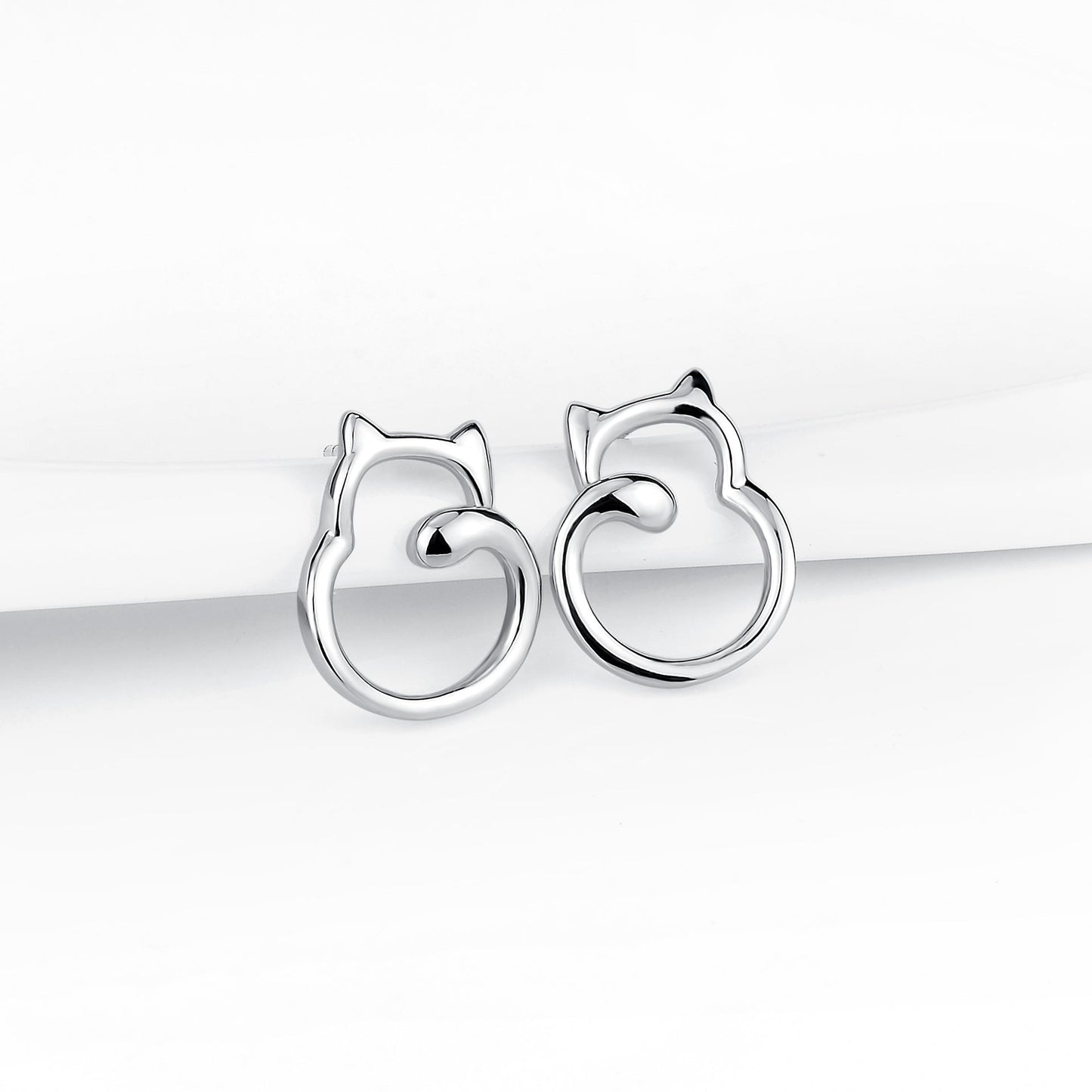 Stainless Steel Cute Mini Love Cat Women Girl Stud Earrings Chunky Cat