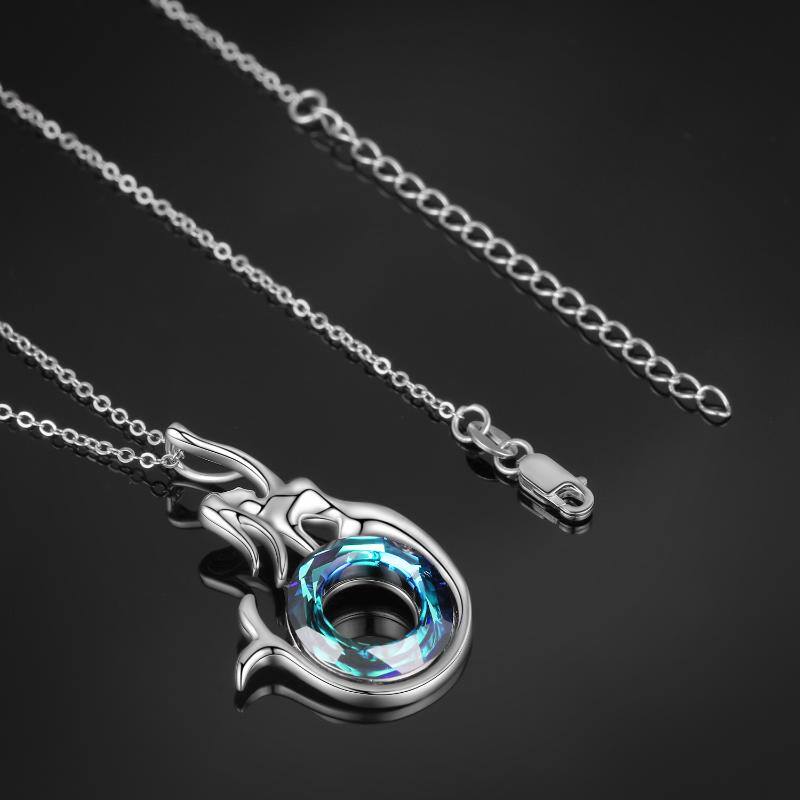 Stainless Steel Crystal Little Mermaid Pendant Necklace For Women Girls Jewelry