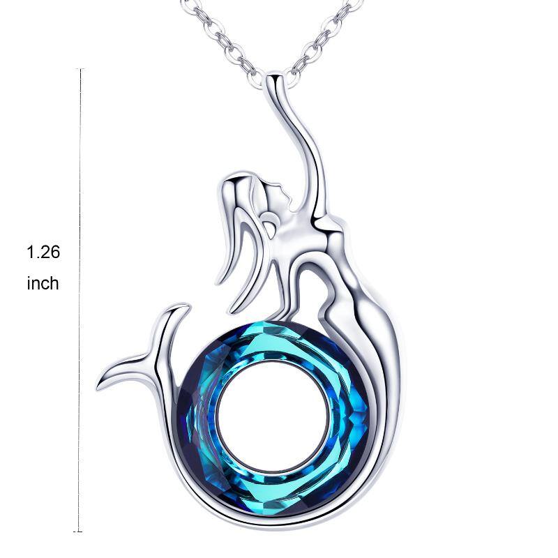 Stainless Steel Crystal Little Mermaid Pendant Necklace For Women Girls Jewelry