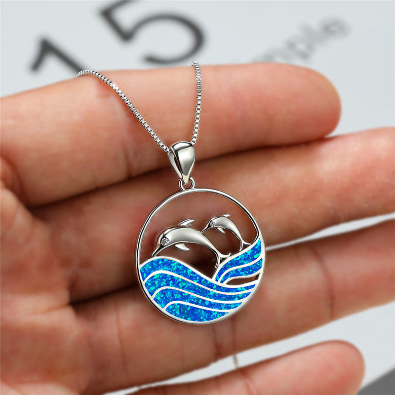 Parent-Child Dolphin Pendant Necklace