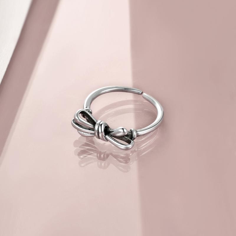 Stainless Steel Bow Opening Ring For Women