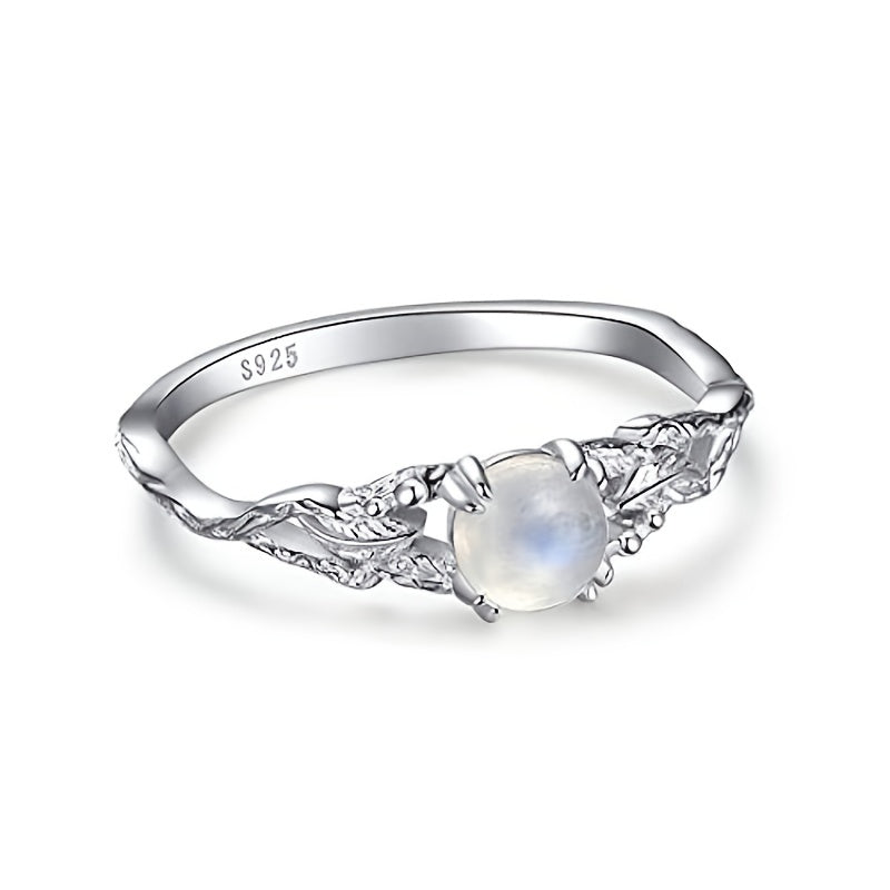 Genuine Moonstone Ring Stainless Steel