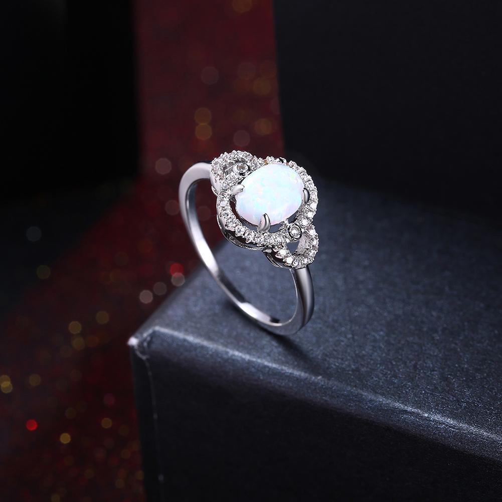 Oceanic Opal Pav'e Circular Ring In White Gold