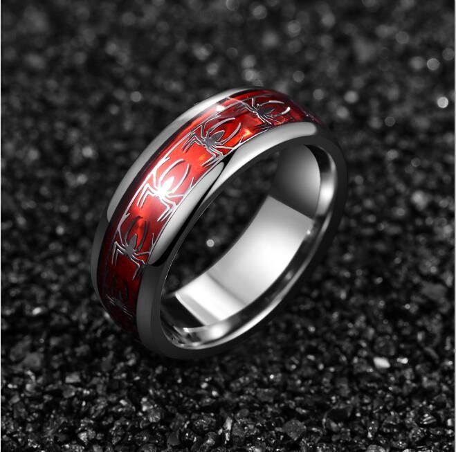 8MM Spider Motif Tungsten Ring