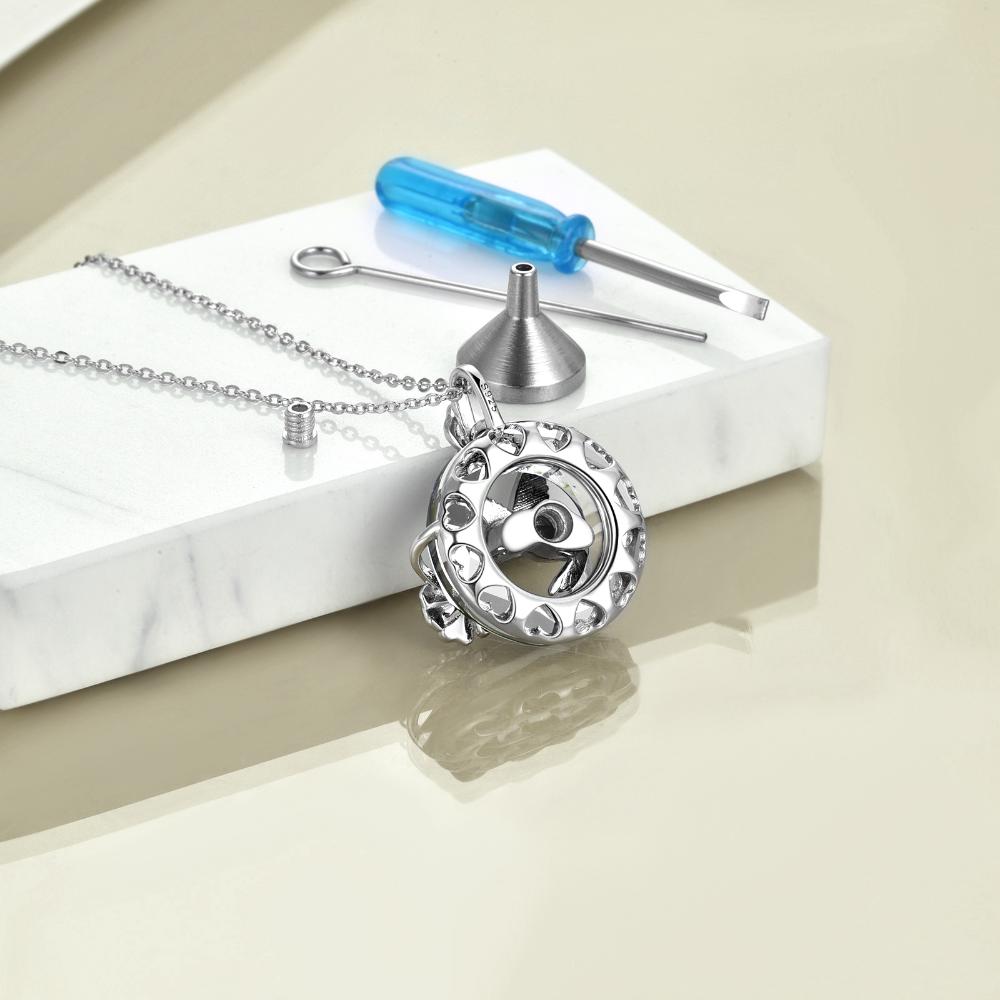 Stainless Steel Urn Necklace For Ashes Bird Pendant Cremation With Volcano Crystal