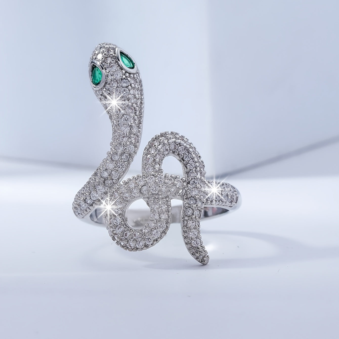 Stainless Steel Cubic Zirconia Snake Ring For Women