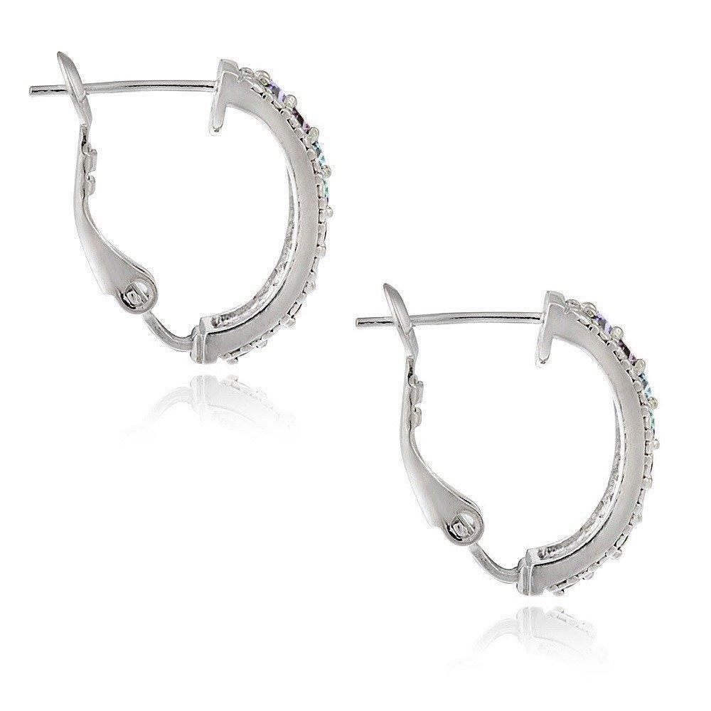 Genuine Multi Gemstone Lever Back Earring Embellished With Crystals In White Gold Plated