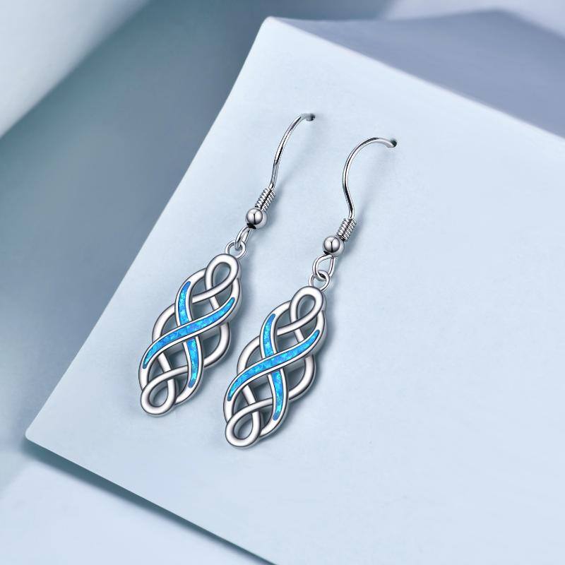 Celtics Earrings Stainless Steel Religious Blue Opal Irish Knot Dangle Earrings Jewelry