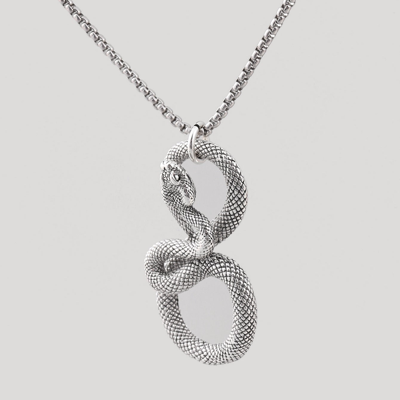 Men's Stainless Steel Classic Snake Pendant Necklace