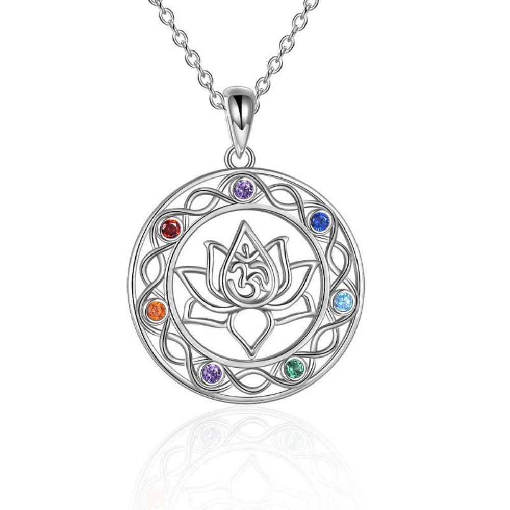 Stainless Steel Chakra Necklace Celtic Knot Yoga Lotus Pendant Necklace Gifts For Women Mom