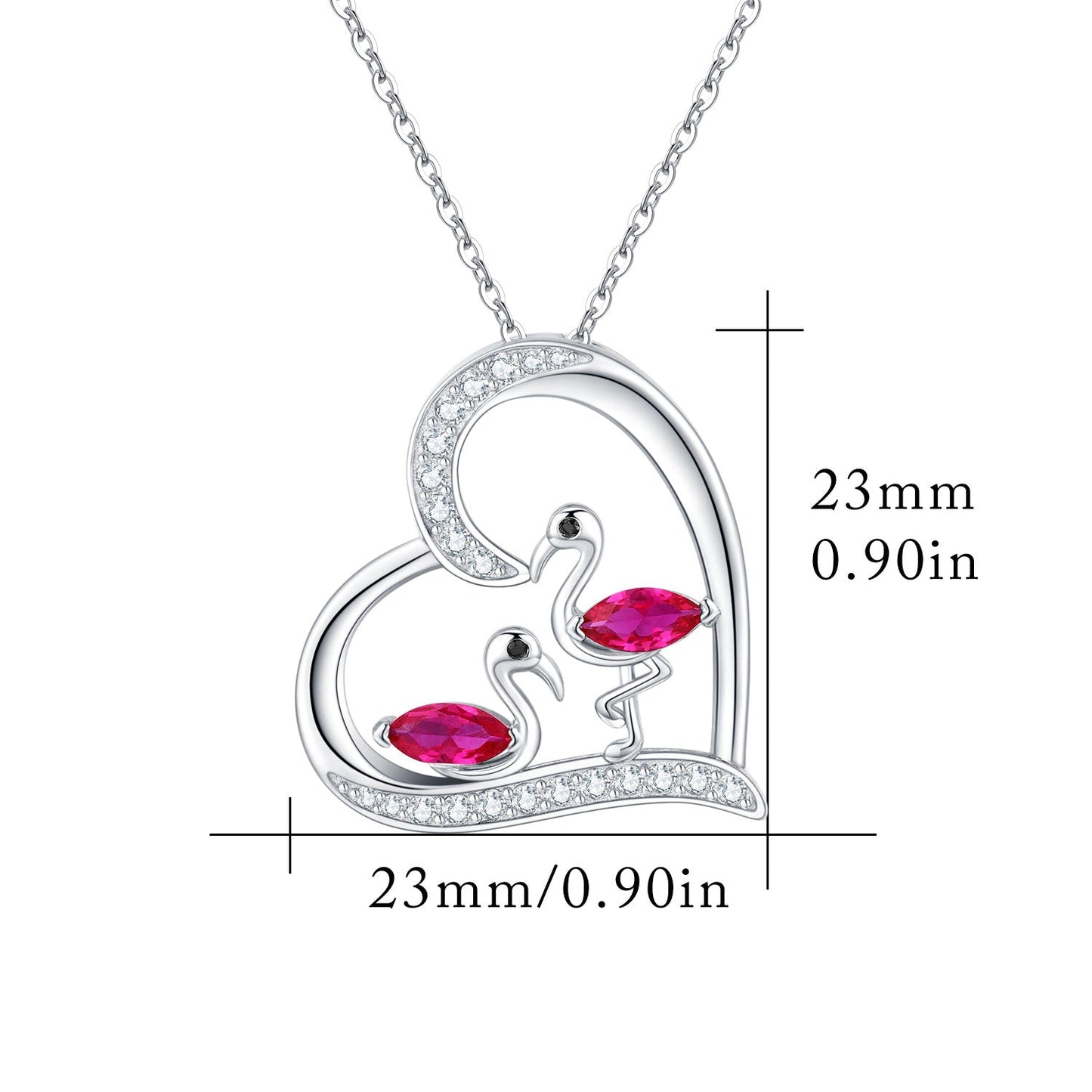 Stainless Steel Flamingo Heart Pendant Necklace For Women Girls