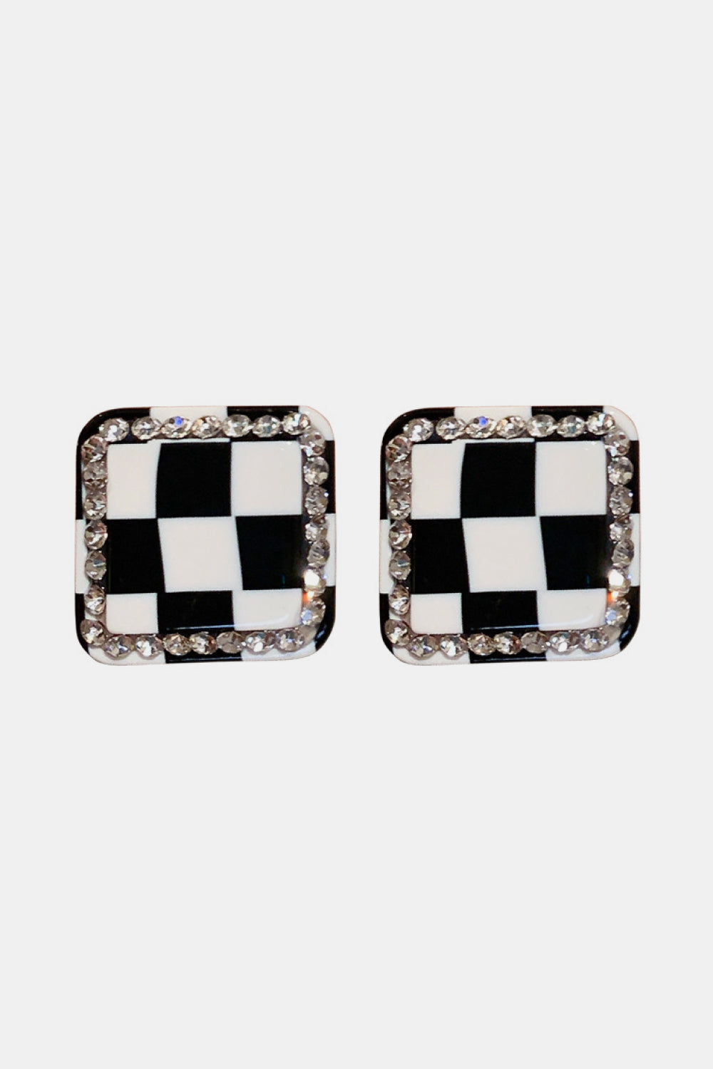 Checkerboard Rhinestone Earrings