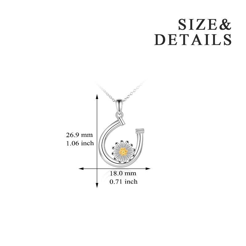 Stainless Steel Daisy Flower Horseshoe Pendant Necklace Jewelry Gift For Women