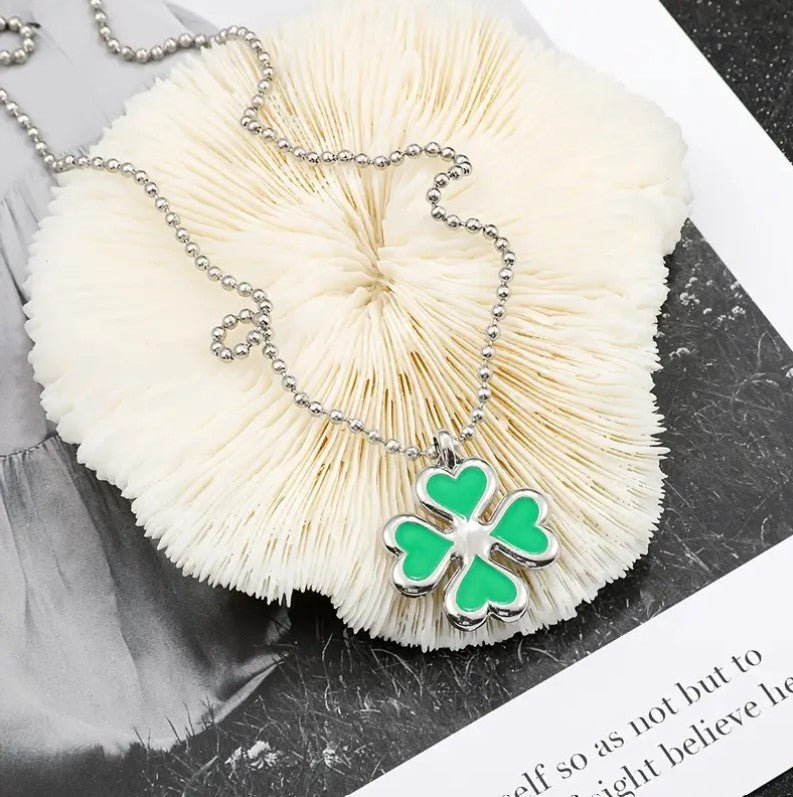 Four Leaf Clover Charm Necklace St. Patrick's Day Pendant Necklace