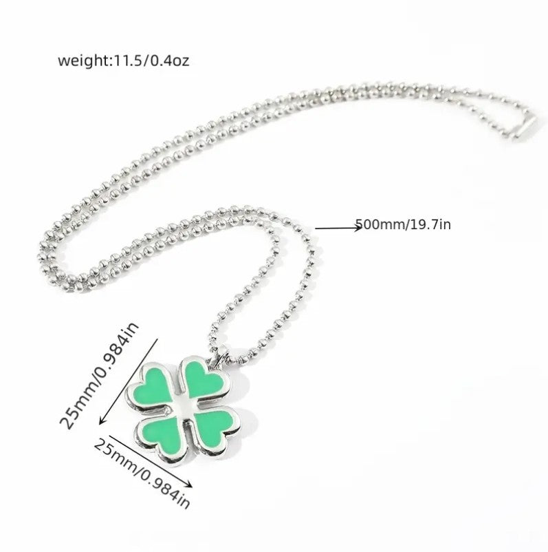 Four Leaf Clover Charm Necklace St. Patrick's Day Pendant Necklace