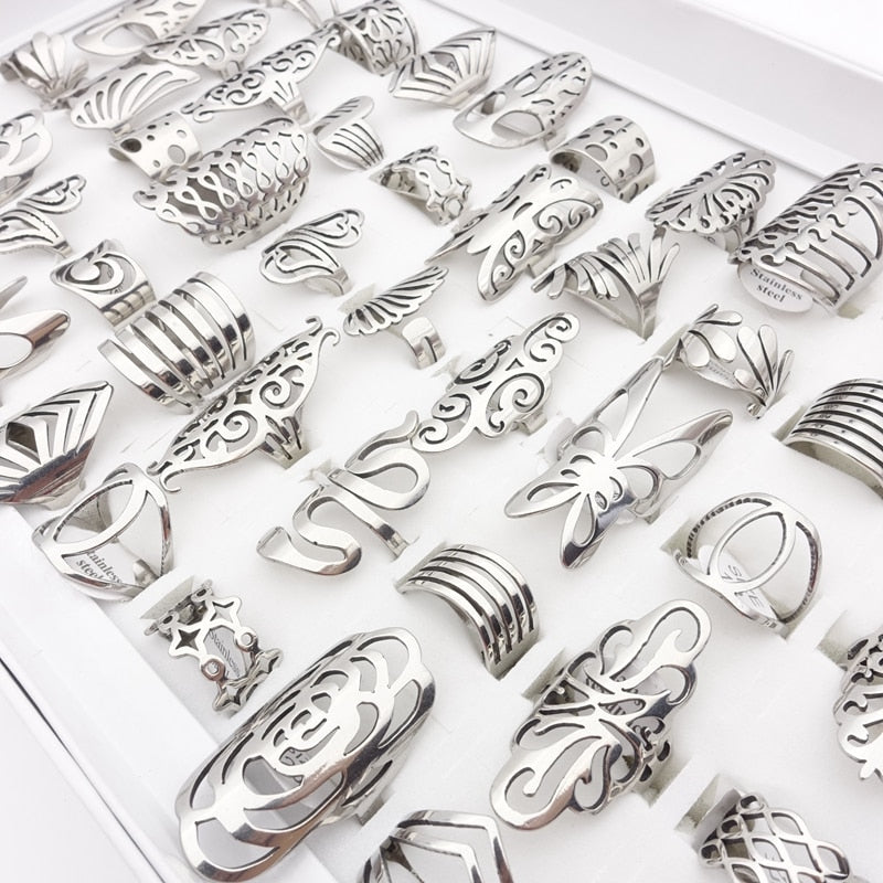 Mix N Match 20pcs Stainless Steel Rings For Women Mixed Styles