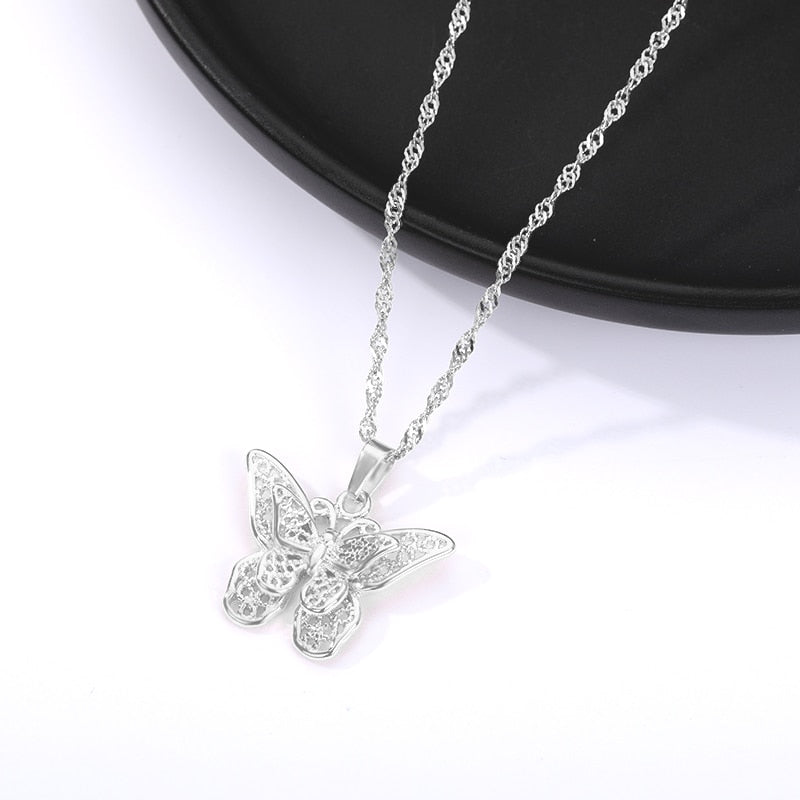 Stainless Steel Butterfly Necklace For Women