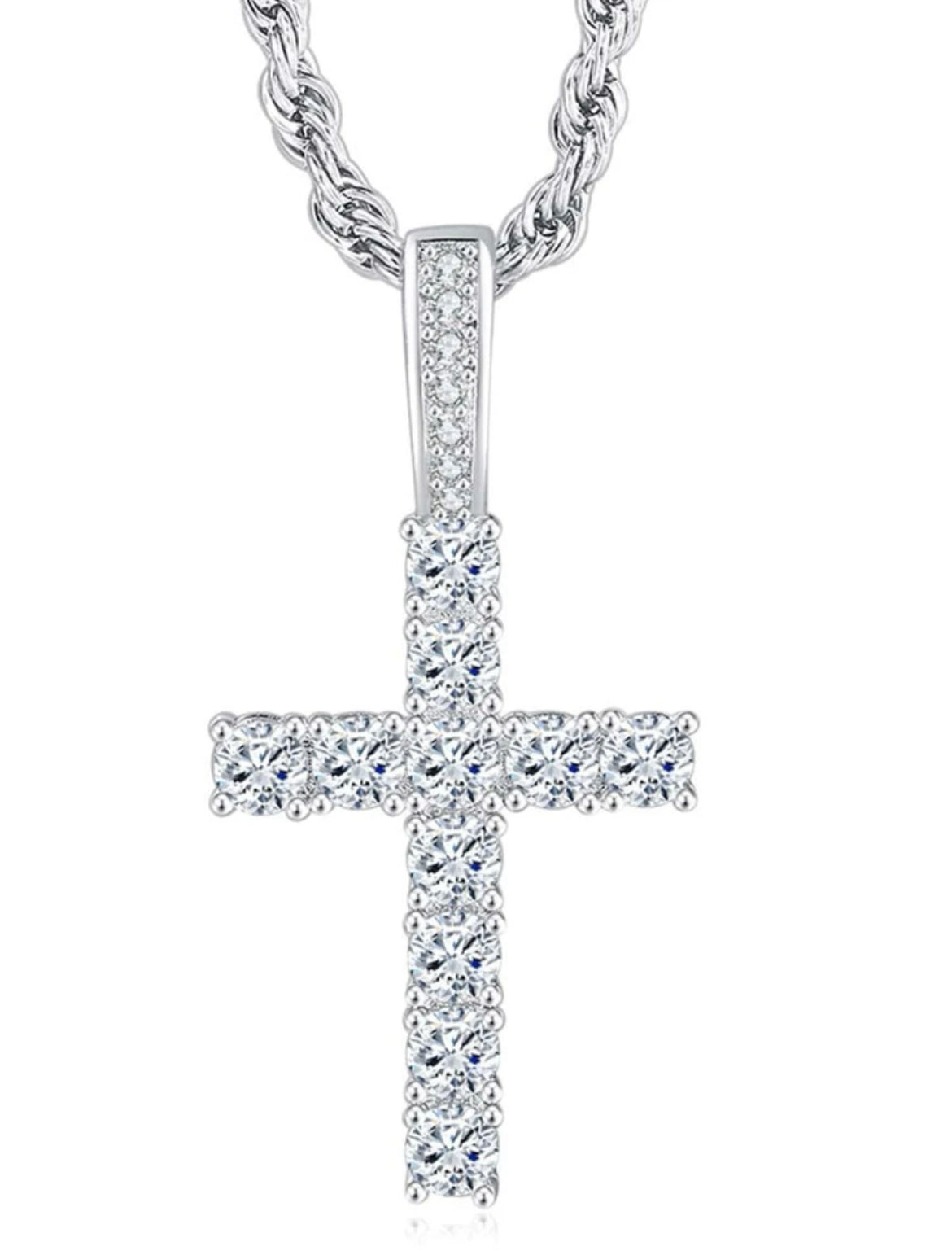 Men's Rhinestone Cross Pendant Necklace