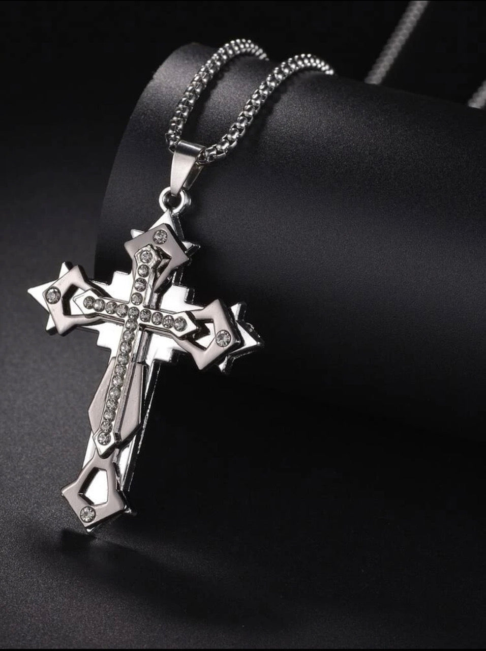 Cross Rinestone Pendant Necklace For Men