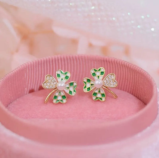 Lucky Four Leaf Clover St. Patrick's Day Earrings For Women