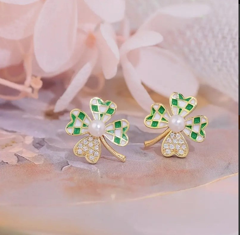 Lucky Four Leaf Clover St. Patrick's Day Earrings For Women