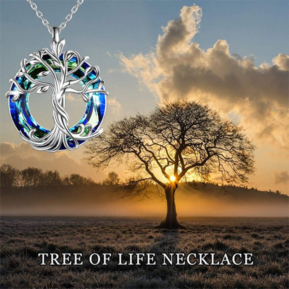 Tree Of Life Celtic Family Tree Necklace With Circle Crystal Jewelry Gifts For Women