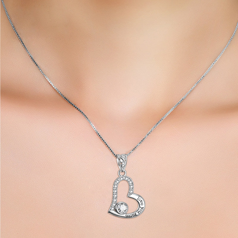 Stainless Steel Love You Mom Love Heart Pendant Necklace