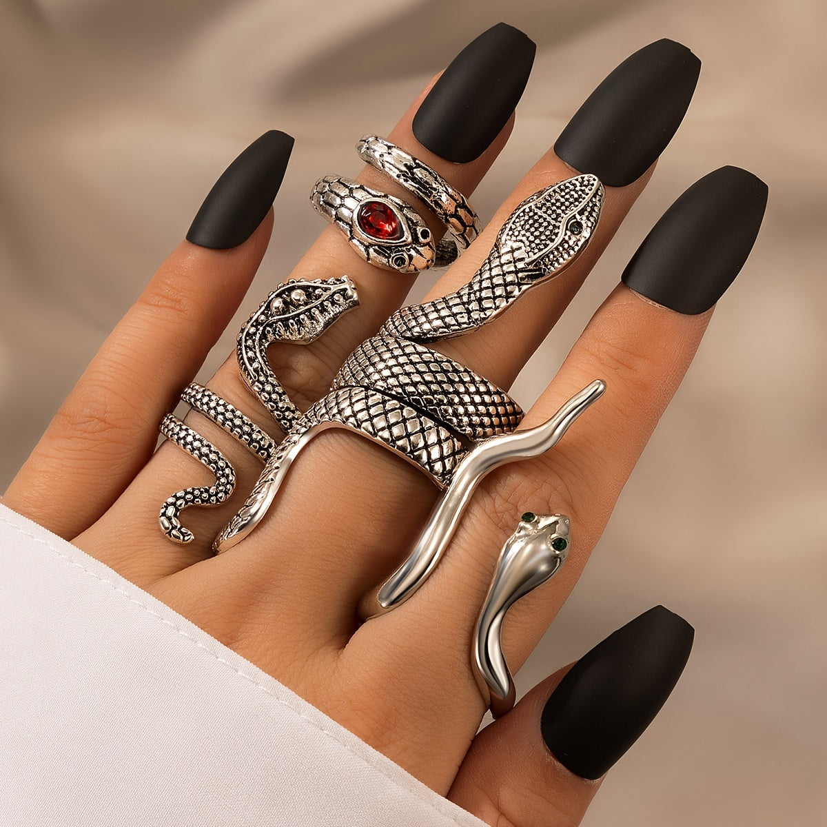 Exaggerated Snake Ring Vintage Snake Knuckle Rings Stackable Ring Reptile Serpent Band Ring Jewelry For Women And Girls