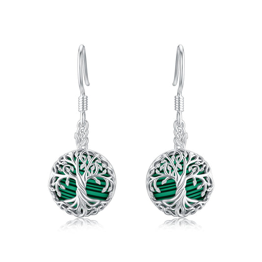 Stainless Steel Tree Of Life Abalone Shell Pendant Earrings For Women