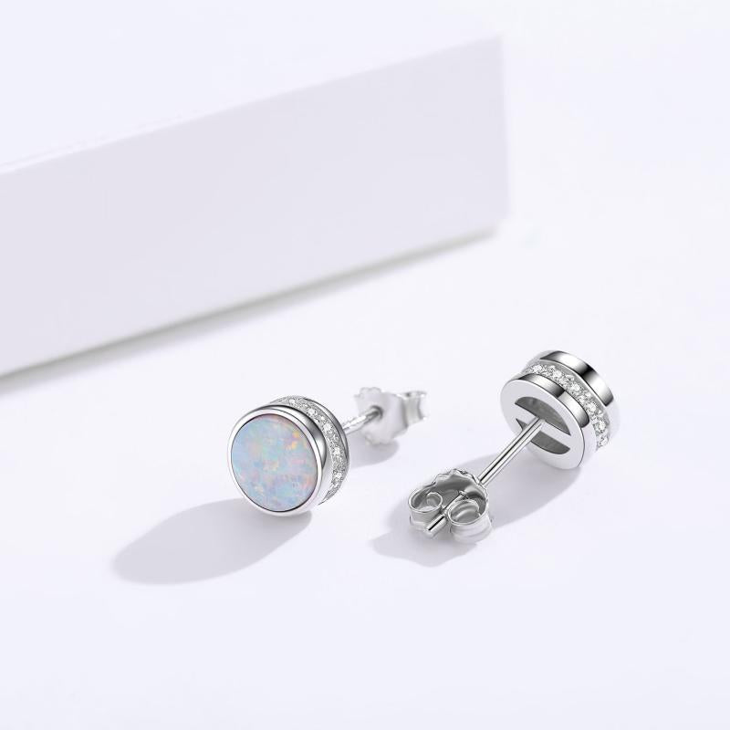 Opal Stud Earrings Stainless Steel Earrings For Women Teens