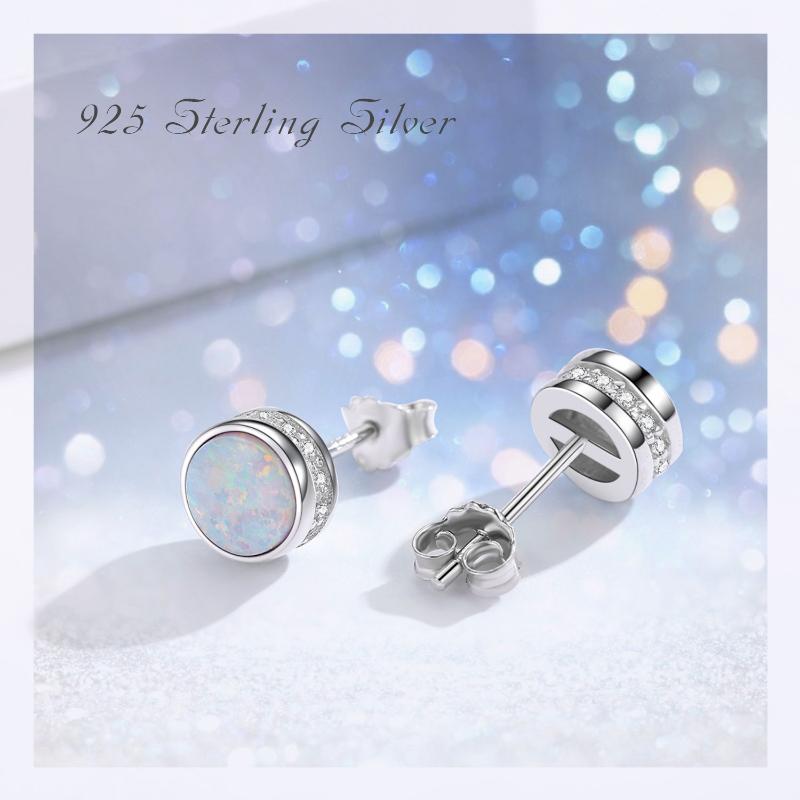 Opal Stud Earrings Stainless Steel Earrings For Women Teens