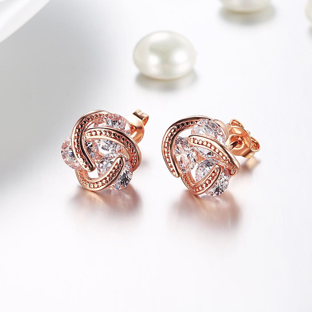 Gold Plated Mesh Knot Stud Earrings Made With Austrian Elements - 3 Options Available