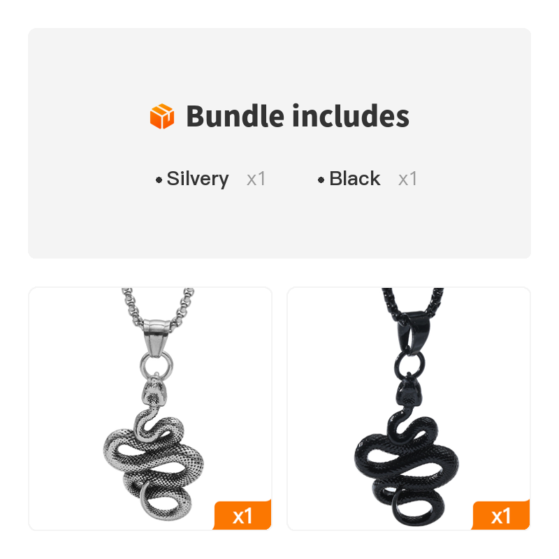 Men's Titanium Steel Snake Pendant Necklace