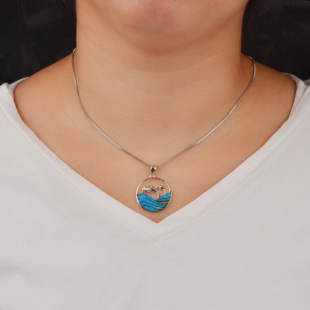 Parent-Child Dolphin Pendant Necklace