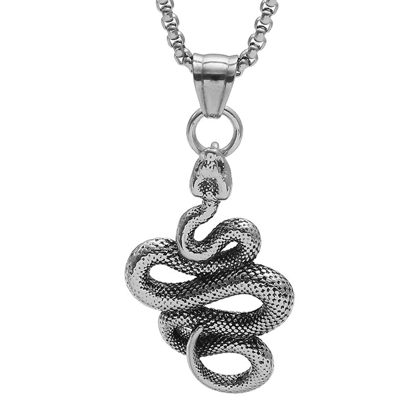 Men's Titanium Steel Snake Pendant Necklace