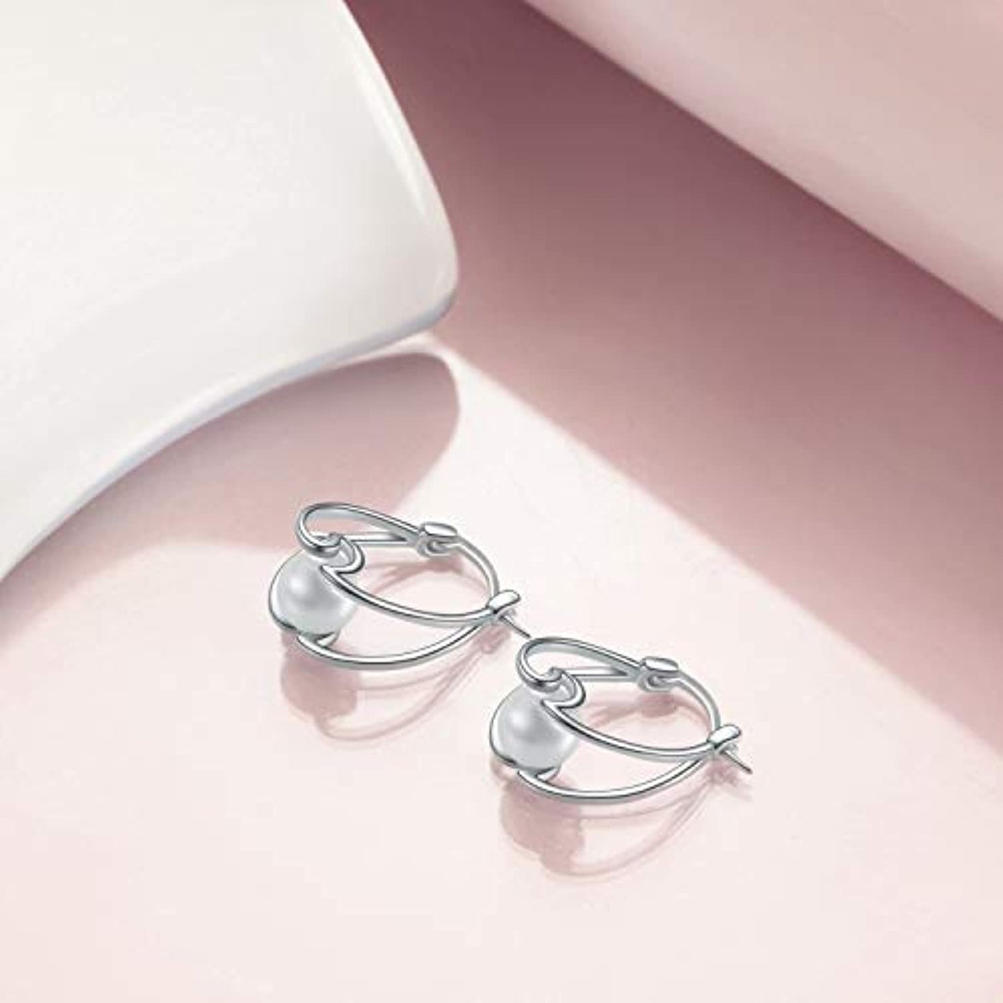 Stainless Steel Pearl Hoop Earrings Small Hoop Earrings For Women