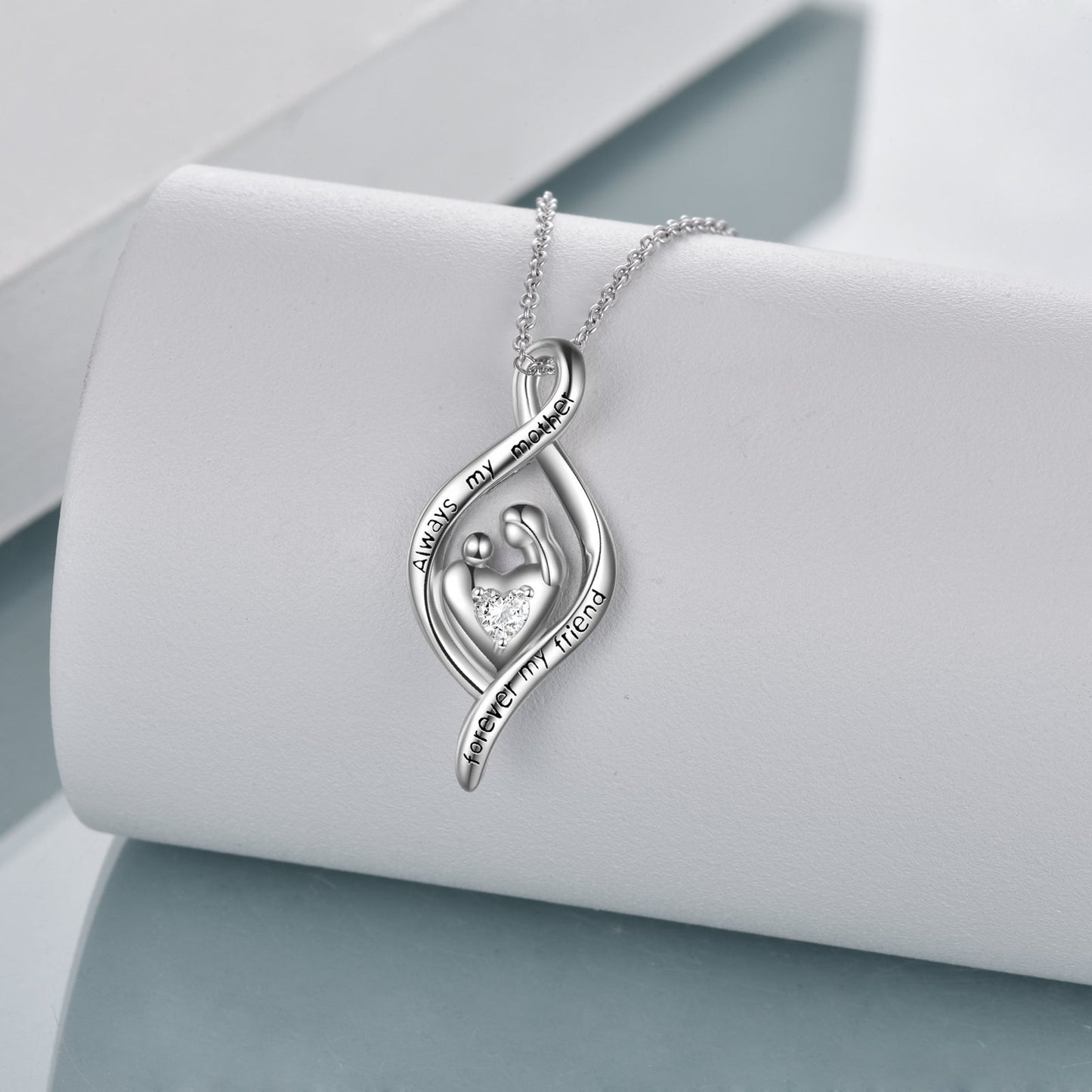 Stainless Steel Mother And Child Necklace Always My Mother Forever My Friend Love Heart Pendant Necklace Jewelry