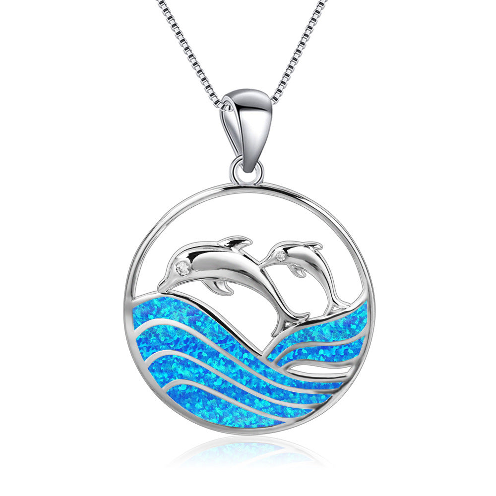 Parent-Child Dolphin Pendant Necklace