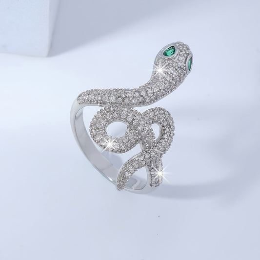 Stainless Steel Cubic Zirconia Snake Ring For Women