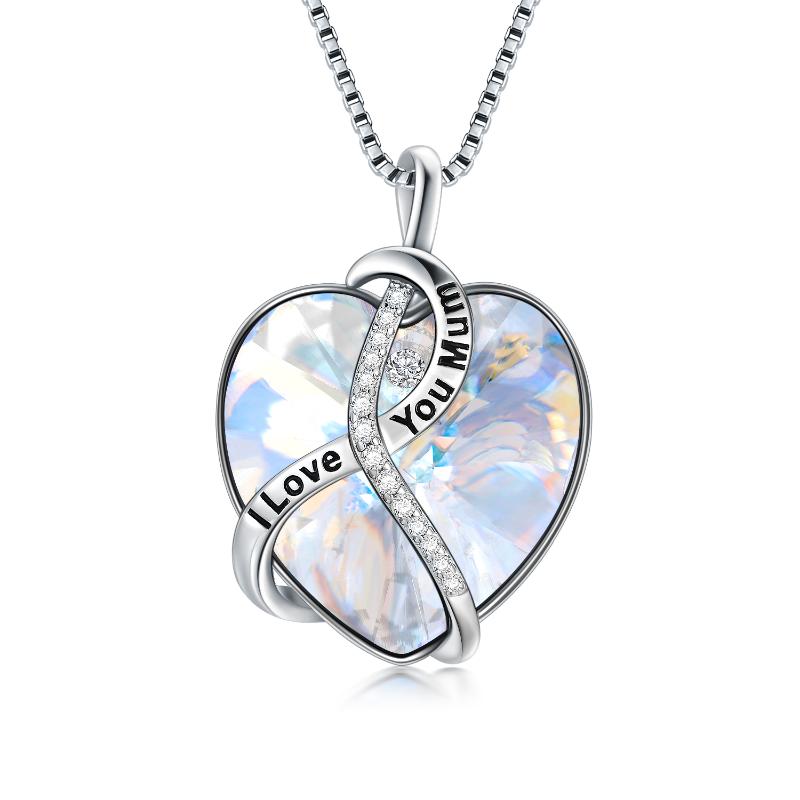 Gifts For Mum Necklaces Mother Birthday Jewelry Gifts Stainless Steel I Love You Mum Heart Necklace