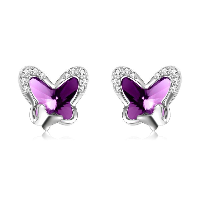 Stainless Steel Butterfly Stud Earrings Hypoallergenic Earring Fine Jewelry Gift For Women Girls