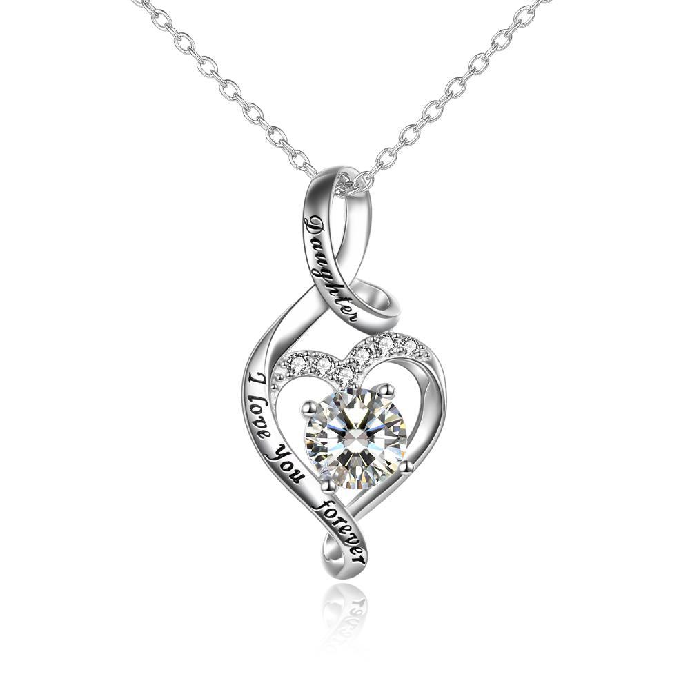 Daughter I Love You Forever Stainless Steel Heart Necklace Jewelry Gift