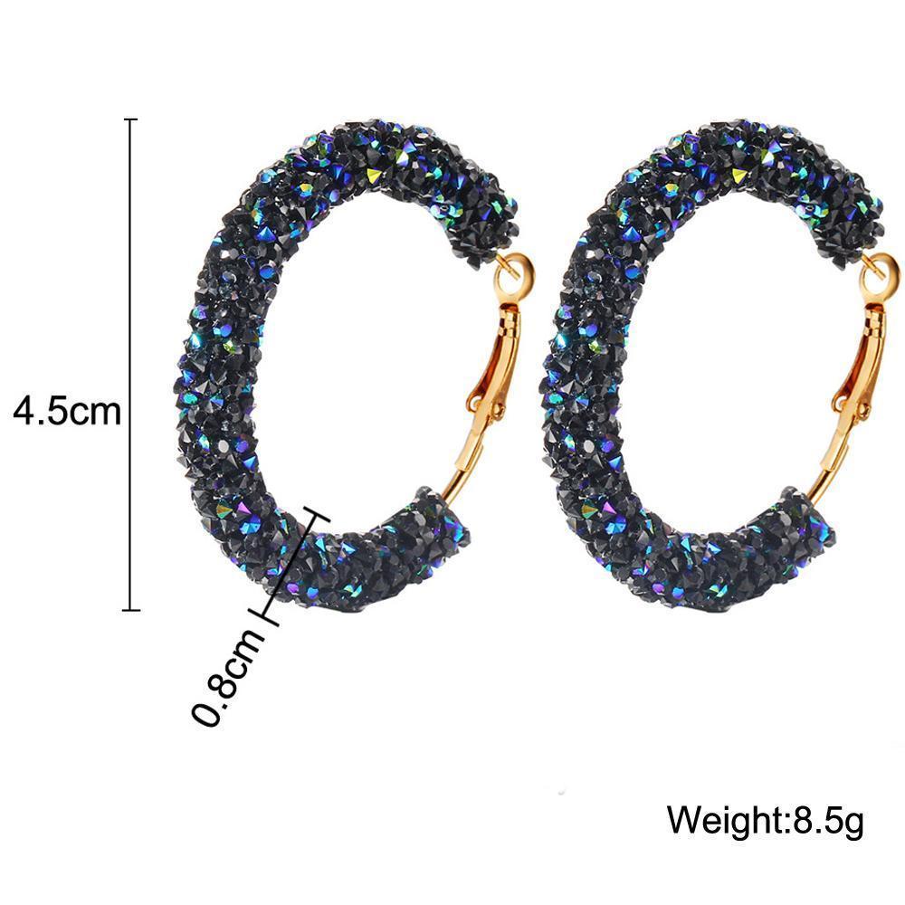 Crystaldust Hoop Earring With Gemstone  Crystals - Blue Gold Plated Earring