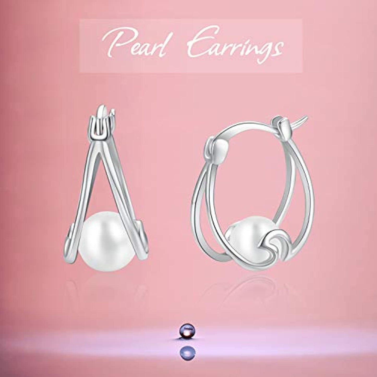 Stainless Steel Pearl Hoop Earrings Small Hoop Earrings For Women