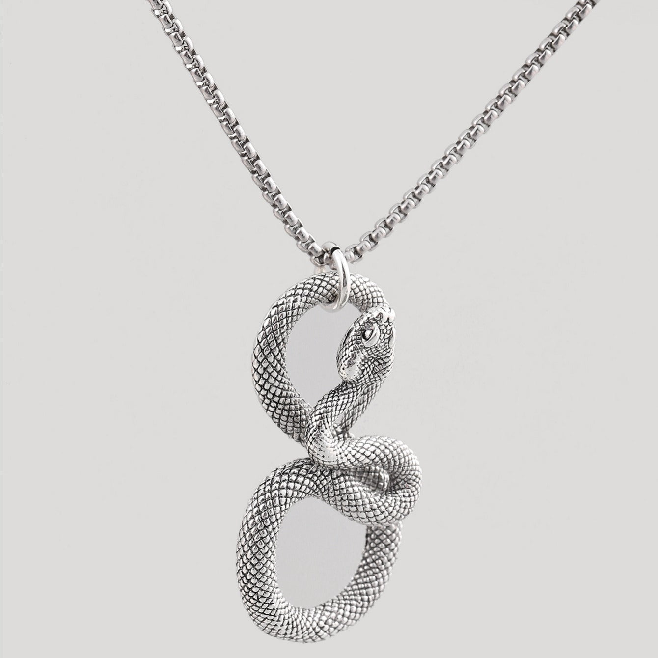 Men's Stainless Steel Classic Snake Pendant Necklace