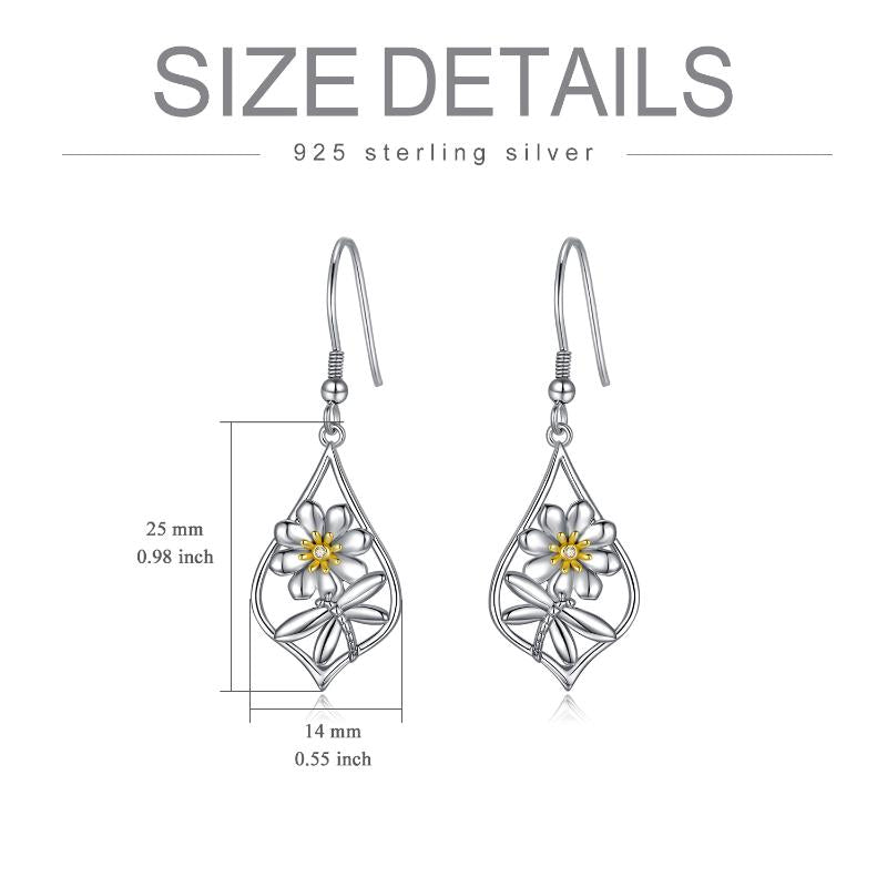 Stainless Steel Daisy Flower Dangle Drop Hooks Earrings For Women Teens