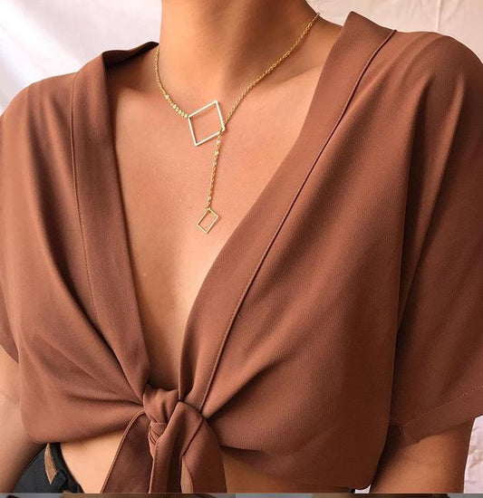 Gold Geometric Squared Necklace